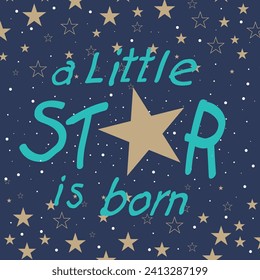 Baby shower card with little stars and lettering