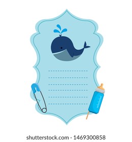 baby shower card with little whale