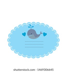 baby shower card with little whale