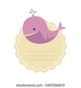baby shower card with little whale