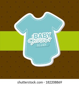 baby shower card over brown background. vector illustration
