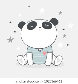 Baby Shower Card. Panda vector print. Love Panda