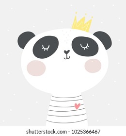 Baby Shower Card. Panda vector print. Love Panda