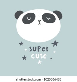 Baby Shower Card. Panda vector print. Love Panda