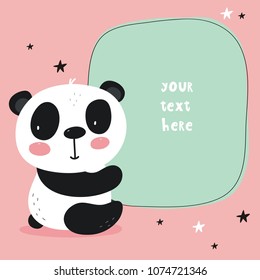 Baby Shower Card. Panda vector print. Love Panda. 