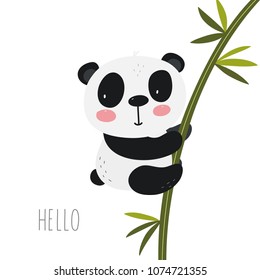 Baby Shower Card. Panda vector print. Love Panda. 