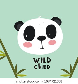 Baby Shower Card. Panda vector print. Love Panda. 