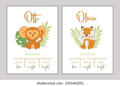 Baby shower card poster with cute newborn boy cartoon vector.