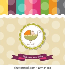 baby shower card with baby and pram