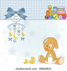 baby shower card with puppy toy