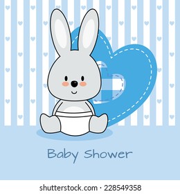 Baby Shower Card. Rabbit And Heart 