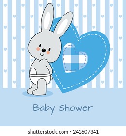 Baby Shower Card. Rabbit And Heart 