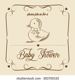 baby shower card with retro toy, vector illustration