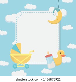 baby shower card with rubber duck and accessories