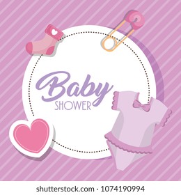 baby shower card with set icons