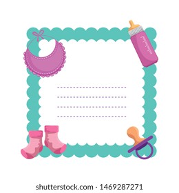 baby shower card with set icons