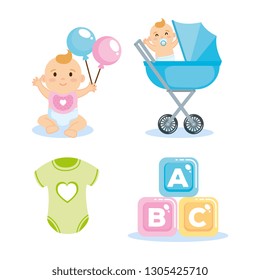 baby shower card with set items