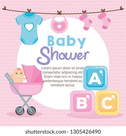 baby shower card with set items