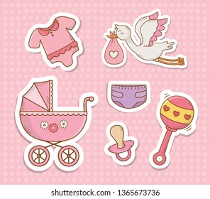 baby shower card with set items