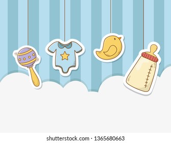 baby shower card with set items