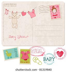 Baby Shower Card with set of stamps