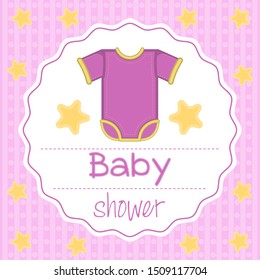 Baby shower card with a baby singlet - Vector