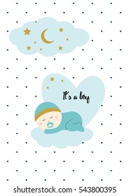 Baby shower card with sweet boy