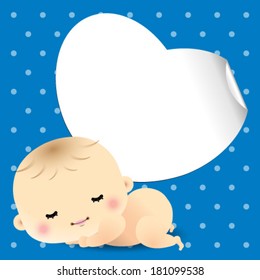 Baby shower card with sweet sleeping newborn baby 
