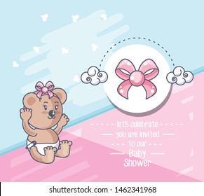 baby shower card with teddy bear