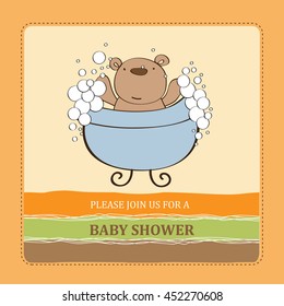 baby shower card with teddy bear, eps10