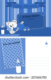 Baby Shower card with teddy - for boys