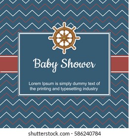 Baby shower card, template, marine design