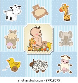baby shower card template. vector illustration