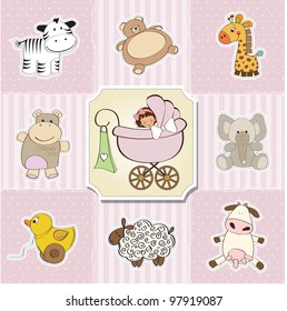 baby shower card template. vector illustration