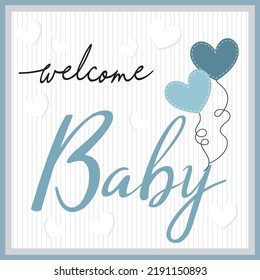 Baby shower card with baby text and heart shape