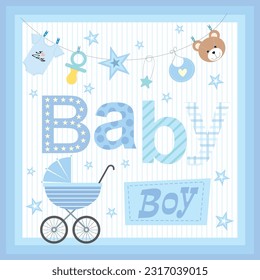 Tarjeta de ducha para bebés con texto para bebés y adornos