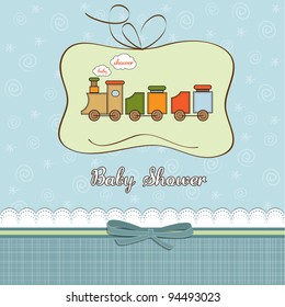 baby shower card with toy train