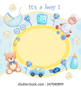 Baby shower card with toys. 