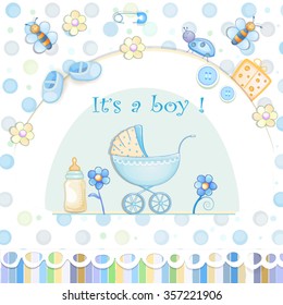 Baby shower card with toys. 