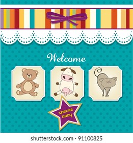 baby shower card with toys