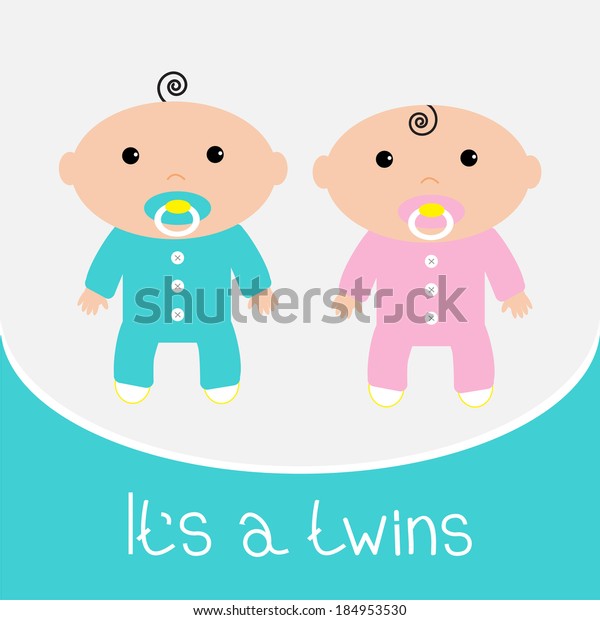 Baby Shower Card Twins Boy Girl Stock Vector Royalty Free 184953530