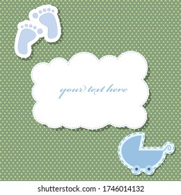 Baby shower card. Vector illustration of a Happy Birthday Invitation with baby foot print. Can be used for cards