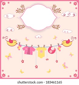 Baby shower card. Vector illustration.