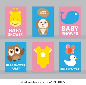 Baby shower card vector illustration. 