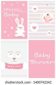 The baby shower card vector.Baby girl.