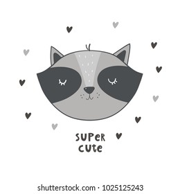Baby Shower Card Wih Cute Raccoon
