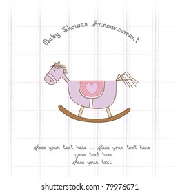 baby shower card with wood horse