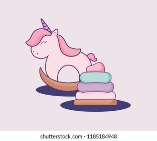 baby shower card with wooden unicorn