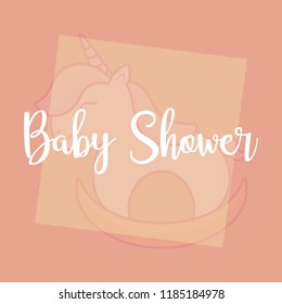 baby shower card with wooden unicorn