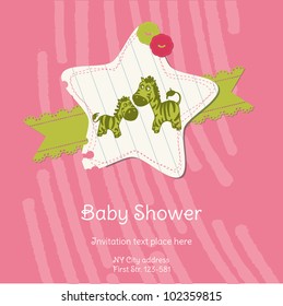 Baby Shower Card with Zebra - with place for your text - in vector